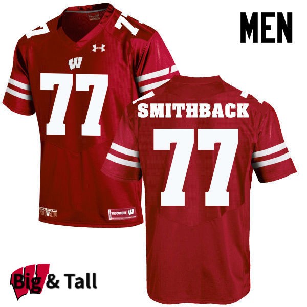 Wisconsin Badgers Men's #77 Blake Smithback NCAA Under Armour Authentic Red Big & Tall College Stitched Football Jersey NX40R27NH